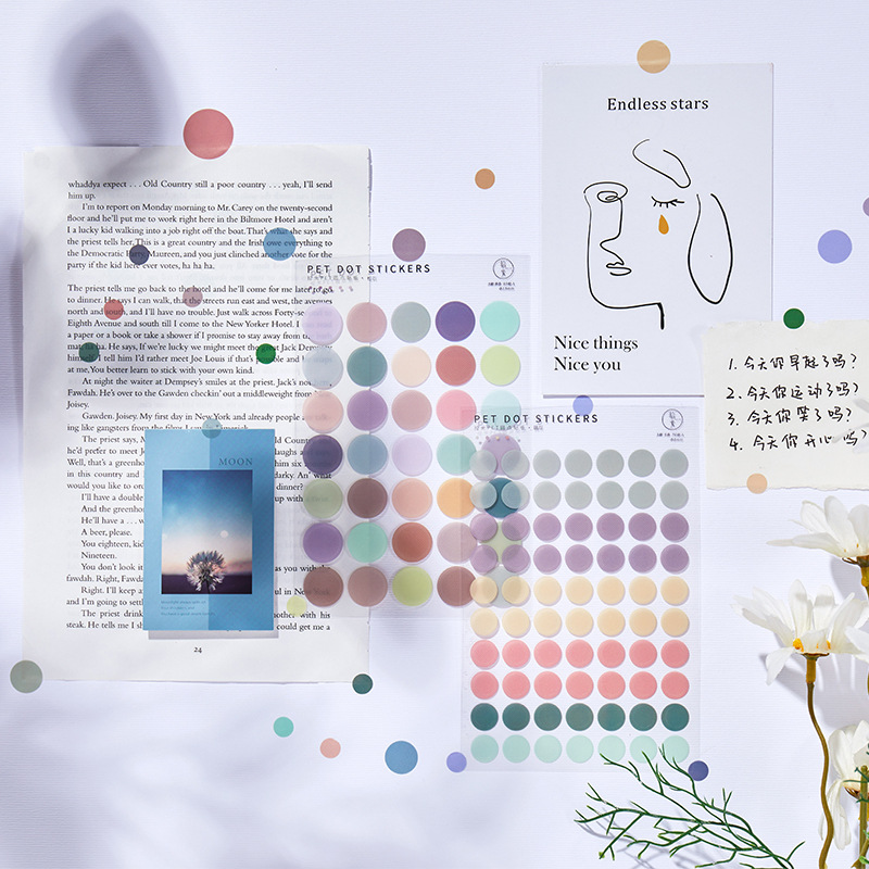 Set 3 tờ nhãn dán tròn chấm b i nhiều màu sắc xinh xắn