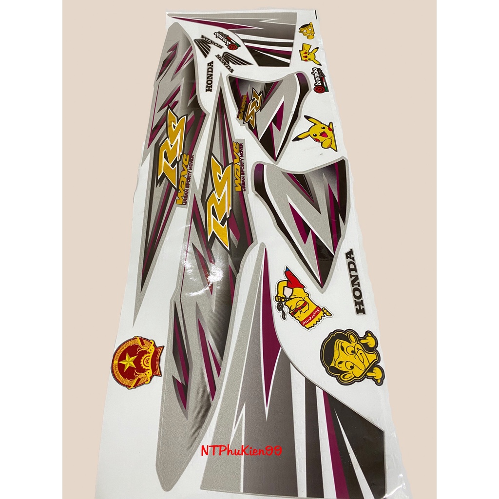 Tem Wave RS Ghép Crom lên cho 50cc -100 - 110 Siêu Đẹp - Màu Tím