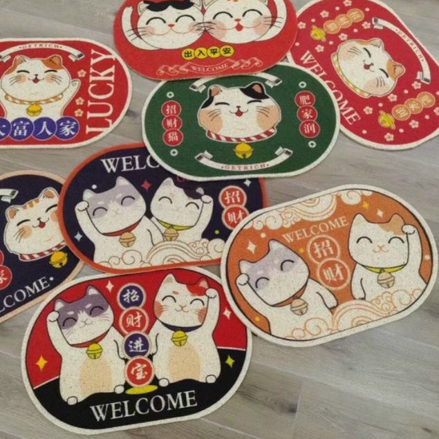 (LOẠI DẦY ĐẸP) Thảm chùi chân chống trơn trượt, siêu thấm hình mèo thần tài MAY MẮN ❤️ 𝗚𝗜𝗔𝗗𝗨𝗡𝗚𝗛𝗔𝗡𝗢𝗜𝟯𝟵 ❤️