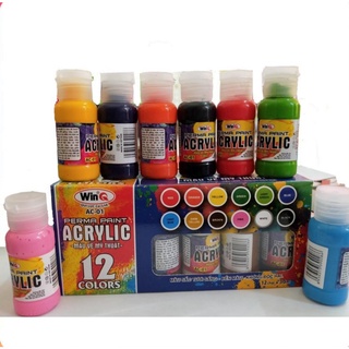 Bộ 12 màu nước, acrylic winQ vẽ trên vải, giấy, toan