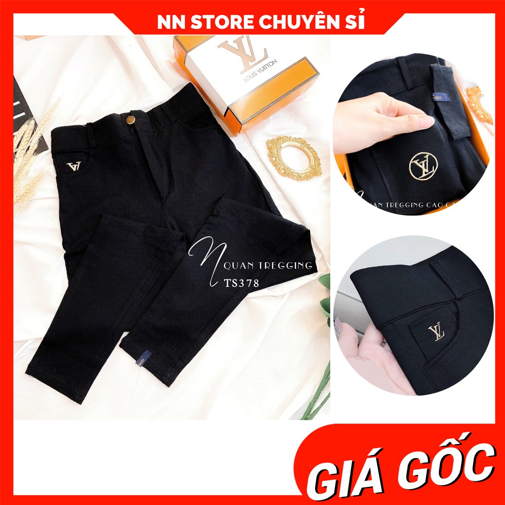 Quần tregging nữ lưng cạp cao dài dáng thun umi ôm bó legging skinny vải co giãn màu đen TS378