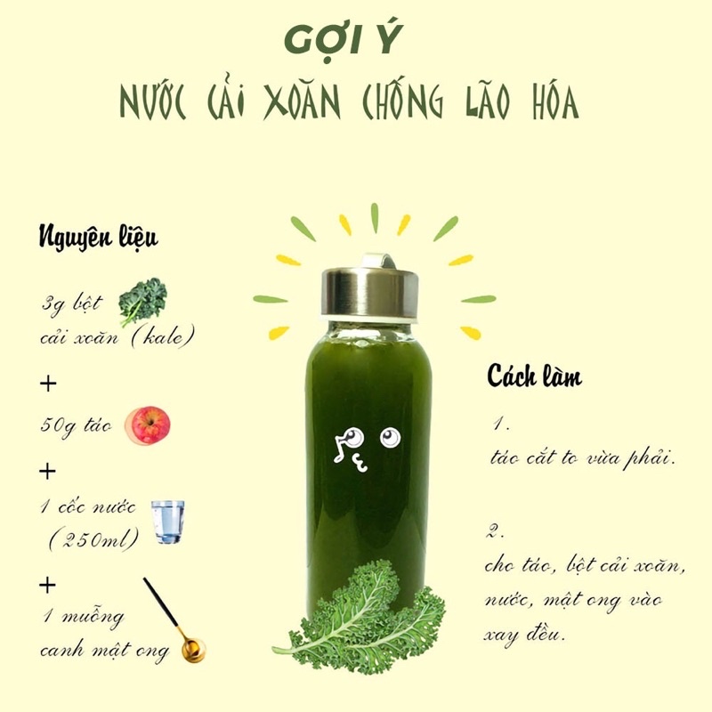 Bột cải xoăn nguyên chất, không chất bảo quản, không phụ gia, sản phẩm giàu chất dinh dưỡng, hỗ trợ giảm cân