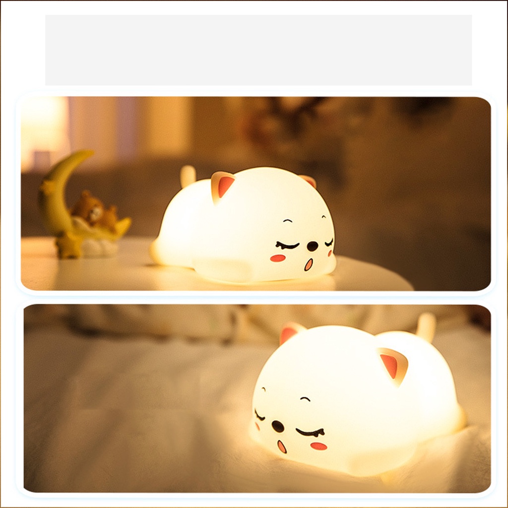 Đèn ngủ silicon trang trí phòng ngủ và phòng khách. có điều khiển từ xa thay đổi nhiều màu sắc hình con mèo cute cho bé
