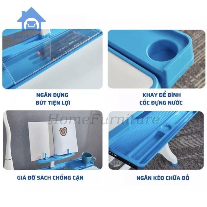 Bộ bàn ghế học sinh B02 -  Bộ bàn học cho bé 50x70cm chống gù chống cận nâng hạ độ cao cùng bộ 2 quà tặng Home Furniture