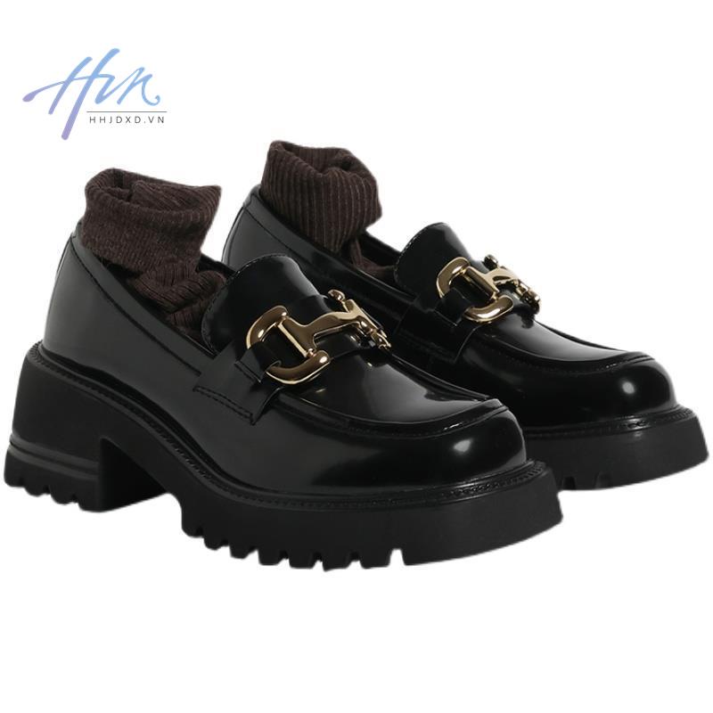 Giày Da Bít Mũi Đế Dày Phong Cách Anh Quốc Thời Trang 2022 Cho Nữ