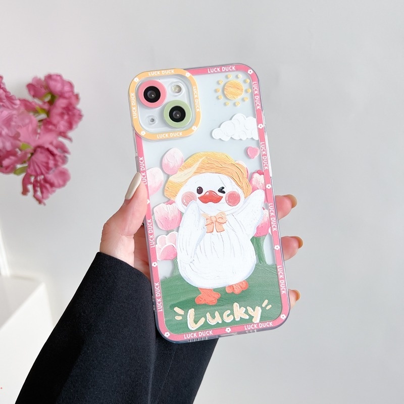 Ốp Điện Thoại TPU Dẻo Trong Suốt Họa Tiết Hoạt Hình Chú Vịt Vui Nhộn Cho Iphone 13 12 11 Pro MAX X XR XS MAX 6 7 8 Plus