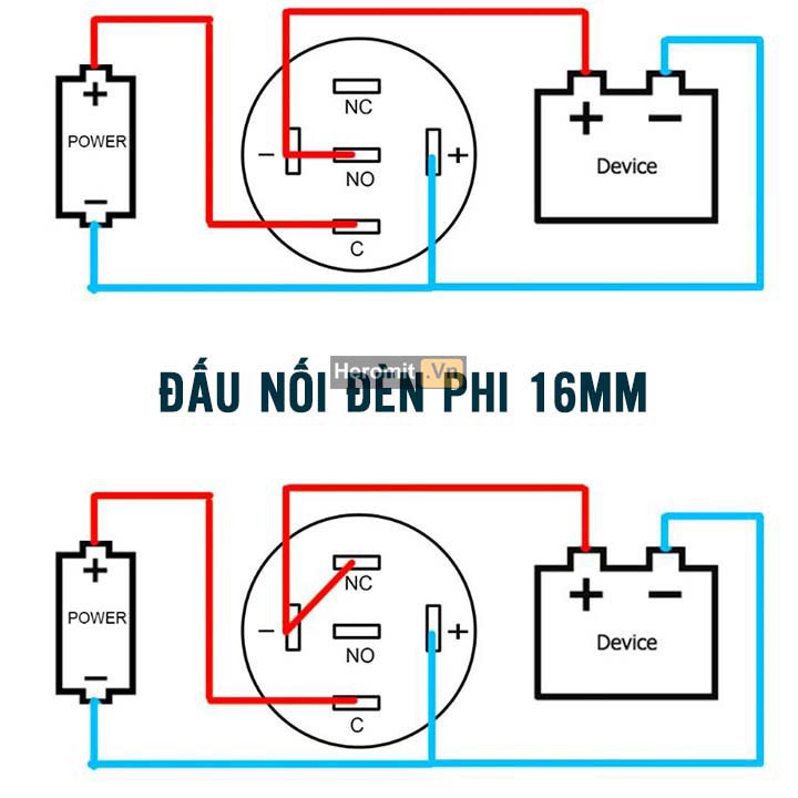 Nút nhấn nguồn 16mm , nút nhấn giữ led 5-24VDC