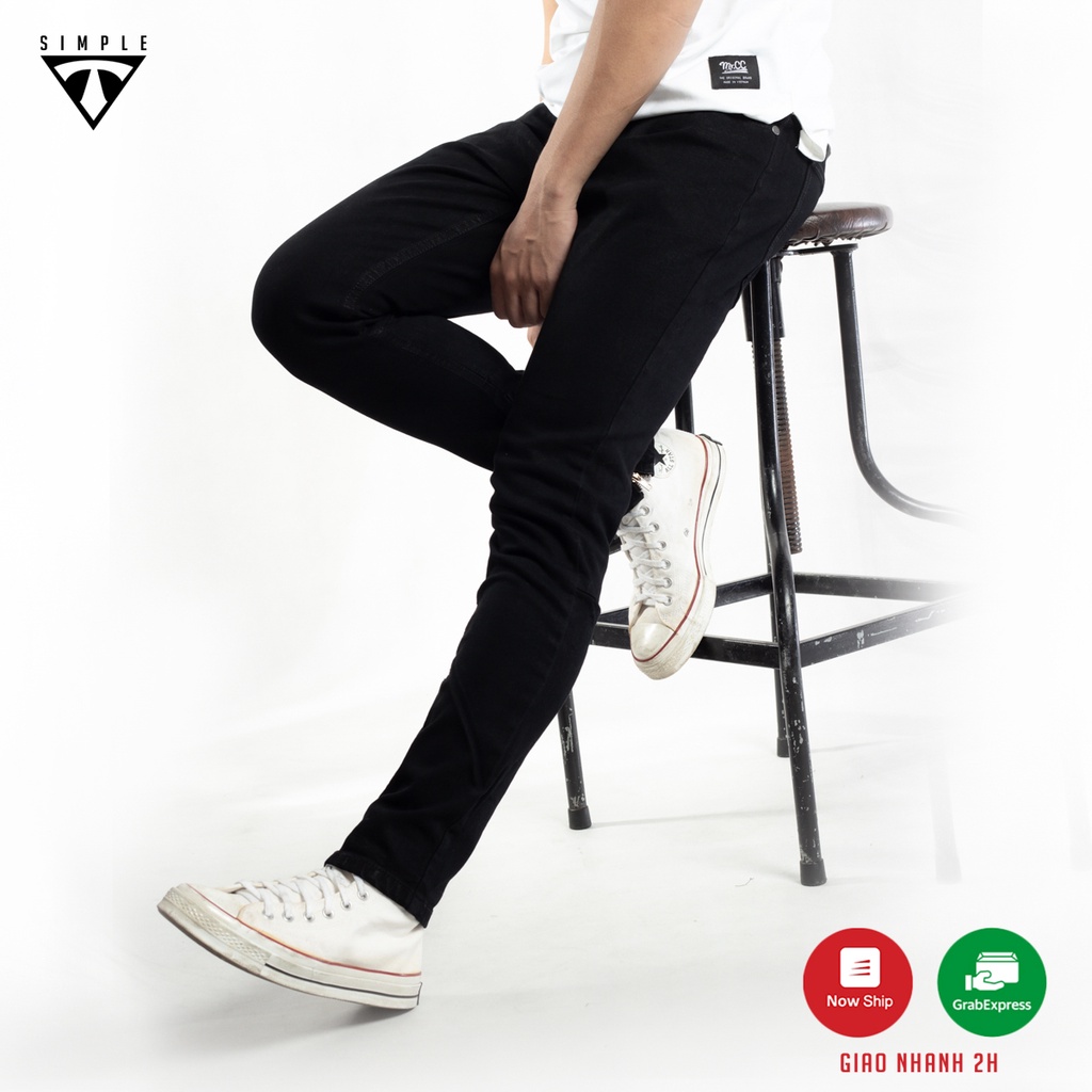 Quần Jean Nam Đen Trơn TSIMPLE Slimfit chất bò cao cấp thời trang CQJ00 | BigBuy360 - bigbuy360.vn