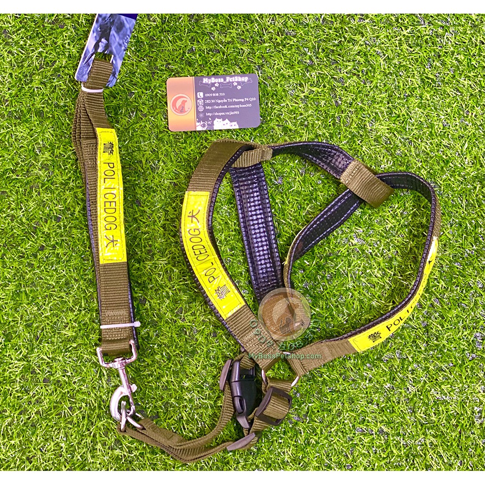 Bộ dây dắt + yếm cho chó lớn Police Dog ( 3 size )