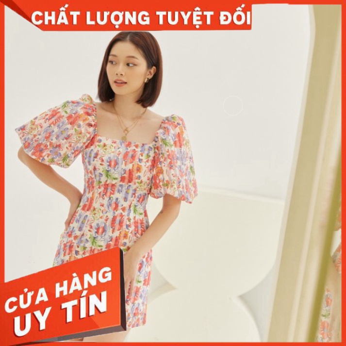 Đầm Kiểu Tay Phồng Dáng Ôm Hoa Cam EDINI - D1410 - SIÊU HOT