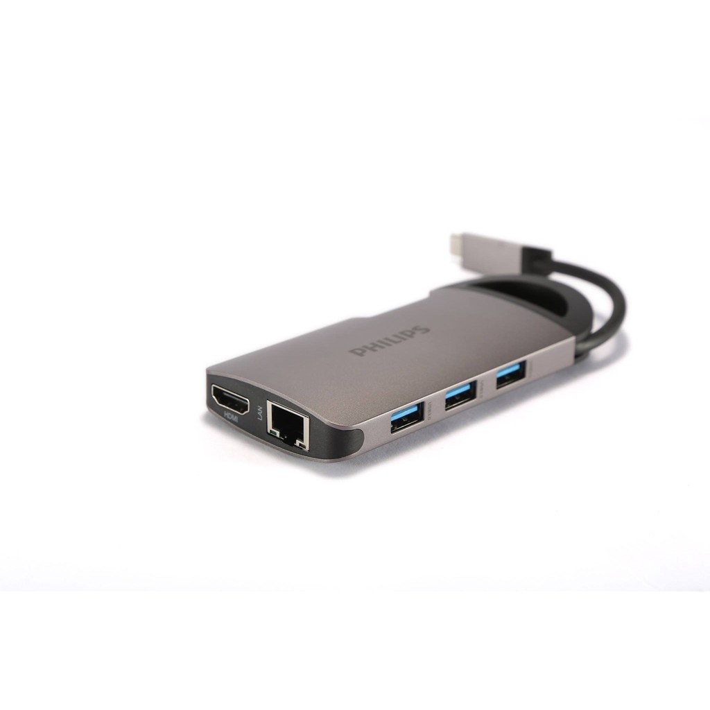 Cổng chuyển/Hub USB-C cho Macbook tay cầm có thể thu gọn dây Type-C khi cắm vào máy 8in1 Philips