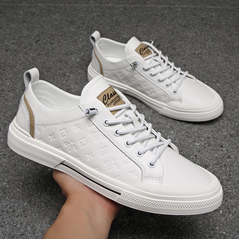 Giày Sneaker nam da thật màu trắng cao cấp NEW 2023