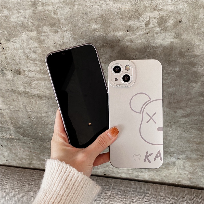 Ốp Điện Thoại Chống Sốc Mạ Điện In Hình Gấu Hoạt Hình Cho iphone 13 12 11 pro max 7 8 plus x xr xs