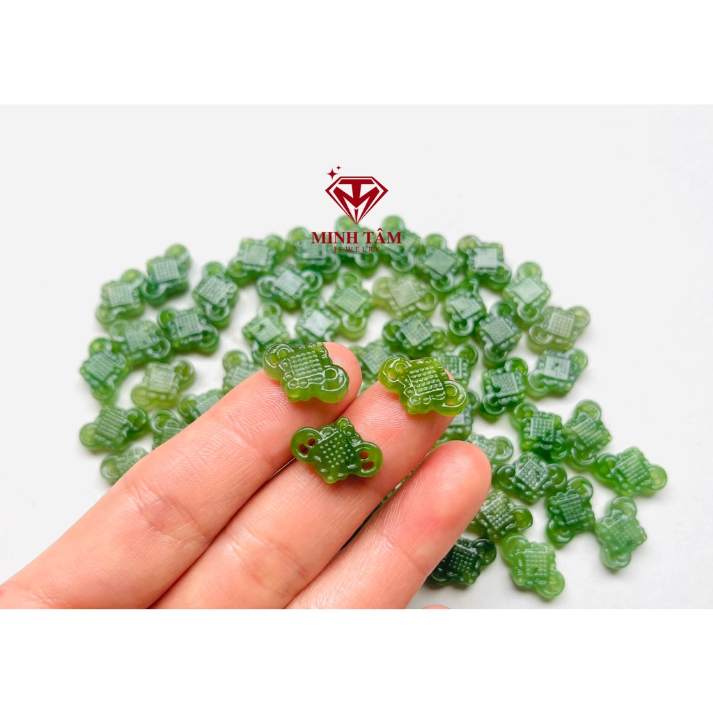 Nút thắt cát tường Ngọc xanh lá,Charm đá nút thắt như Ý hàng thiên nhiên-Minh Tâm Jewelry
