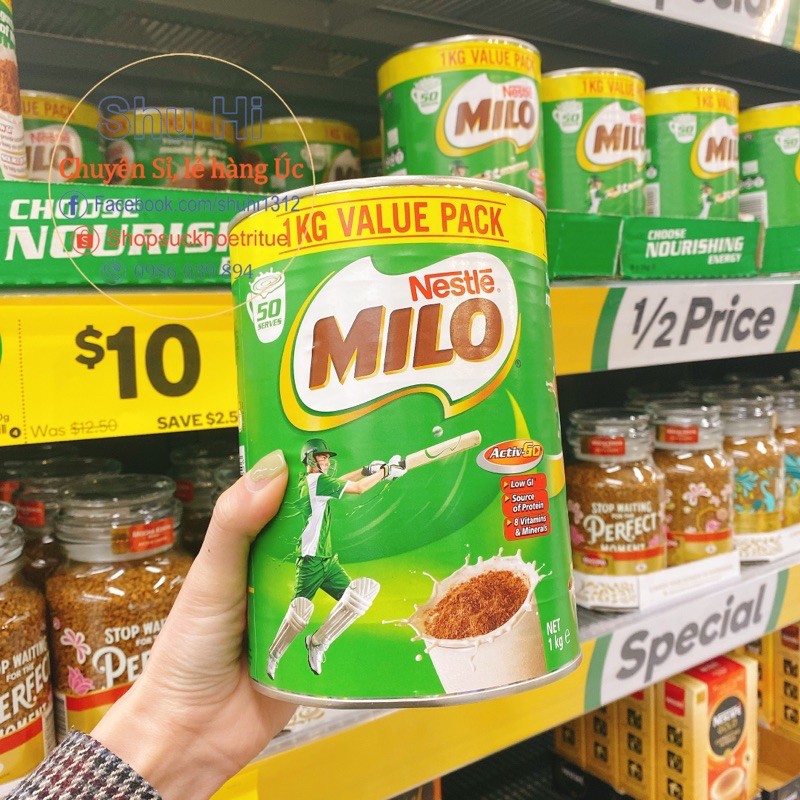 Sữa Milo nội địa Úc hộp 750g, 1kg, 1,25kg