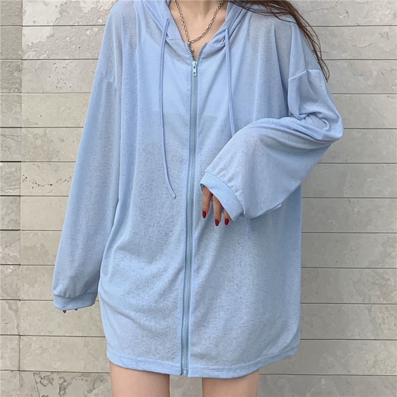 COZOK Áo Khoác Chống Nắng Tay Dài Dáng Rộng Phong Cách Hàn Quốc