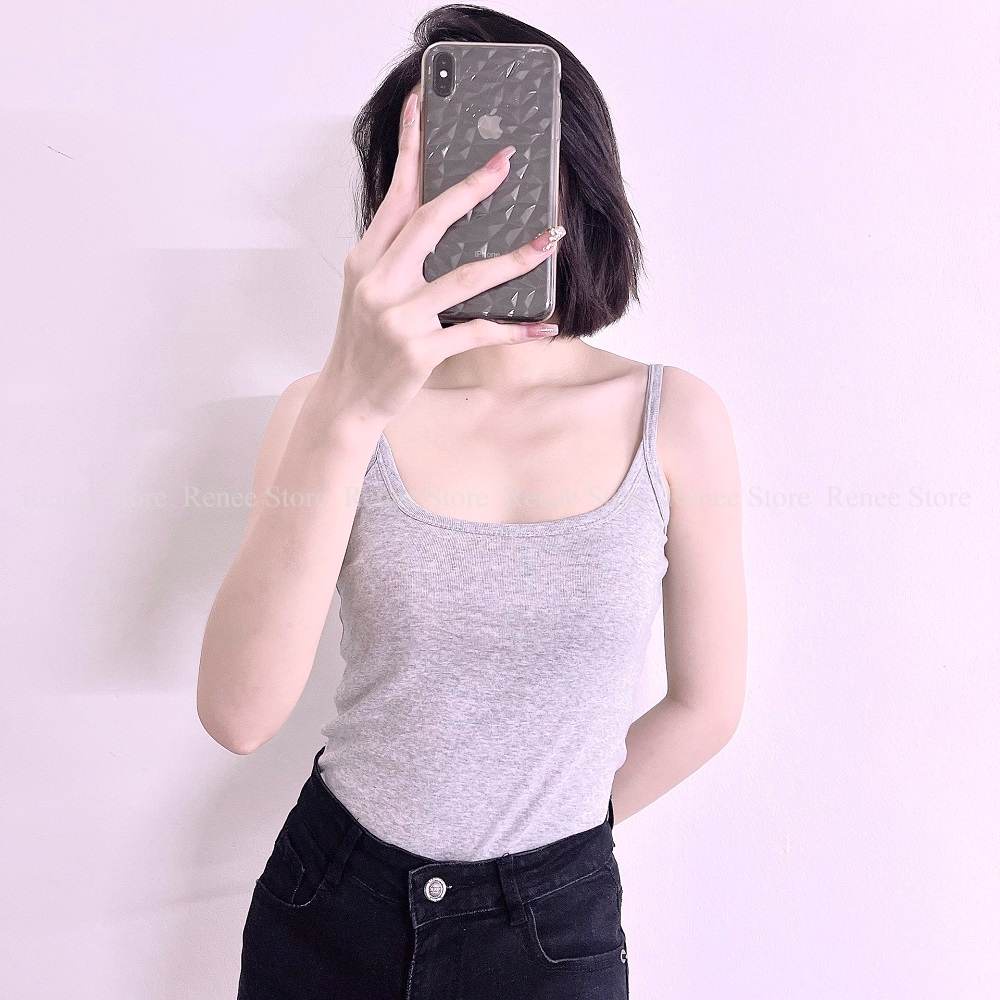 [Mã FAMARAL2 giảm 10K đơn 50K] Áo hai dây nữ RENEE Áo 2 dây nữ dáng dài chất cotton mát mềm mịn A02