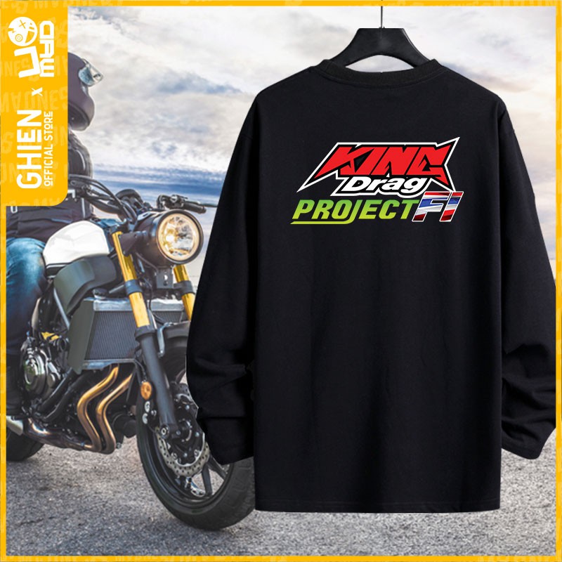 Áo thun tay dài UMAD racing boy King drag v.2 phản quang cổ tròn tay ngắn màu đen có big size 100kg mẫu Biker xe độ