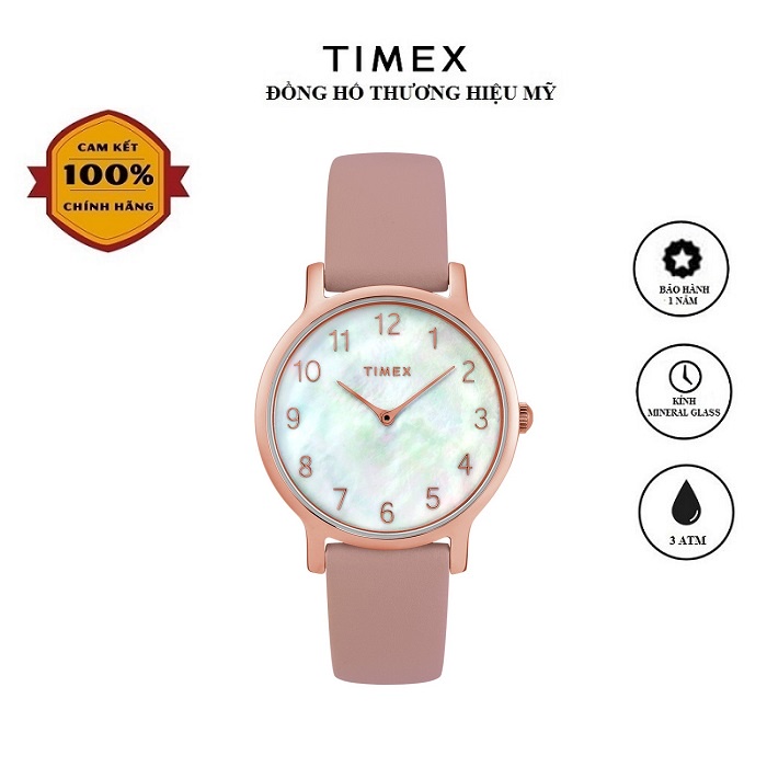 Đồng hồ Nữ Timex Classic Metropolitan 34mm - TW2T35900 - TW2T36100 Dây Da - Chính Hãng