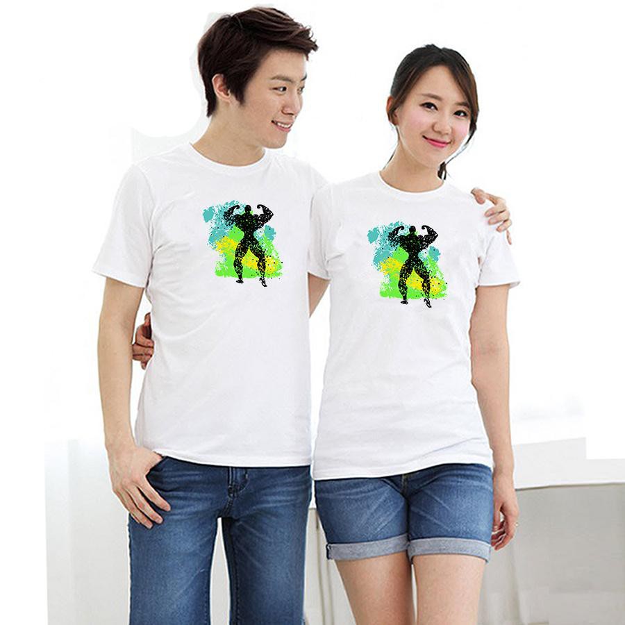Áo thun cặp đôi in hình gymer form rộng phong cách hàn quốc