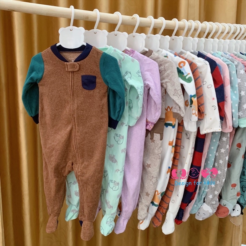 Sleepsuit bộ body dài tay nỉ, nhung, nỉ băng lông xuất dư các hãng cho bé trai và bé gái
