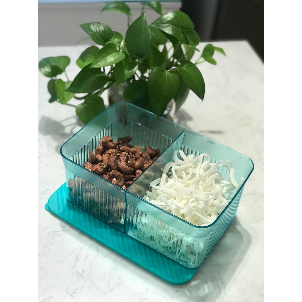 Hộp bảo quản thực phẩm chia ngăn Snack It Paradise Tupperware làm từ nhựa nguyên sinh kín khí kín nước