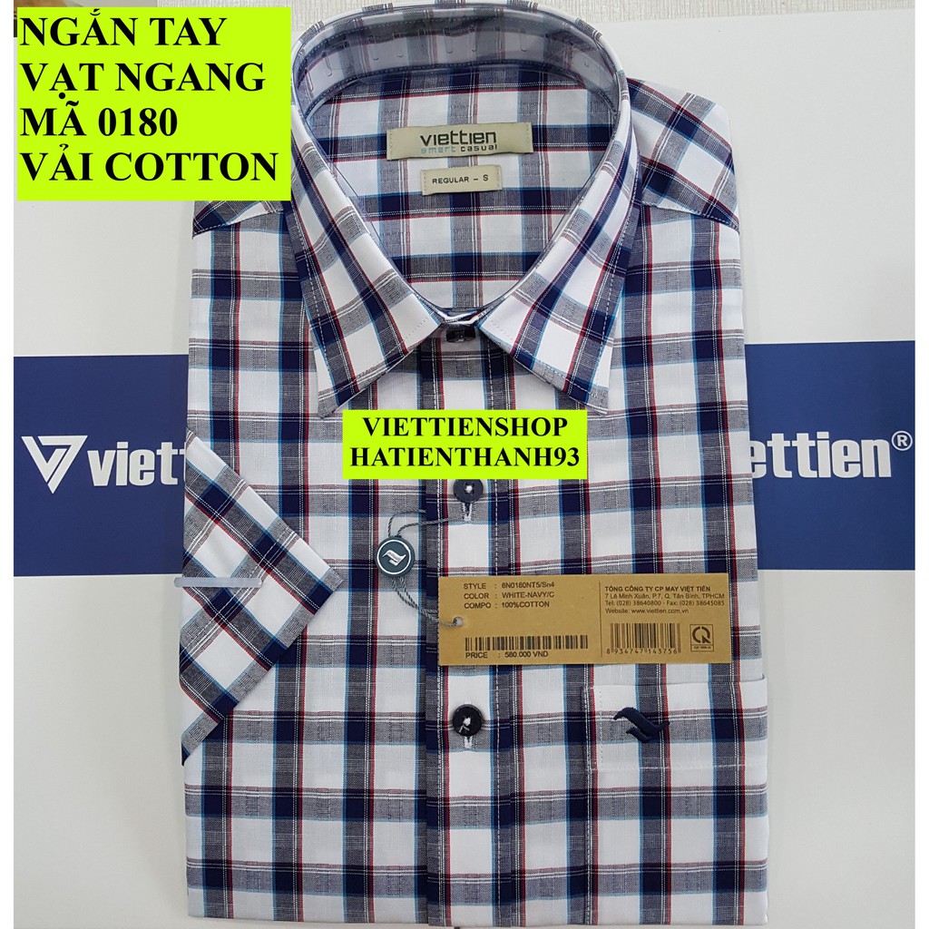 (0180 Sn) ÁO SƠ MI VIỆT TIẾN NGẮN TAY VẠT NGANG