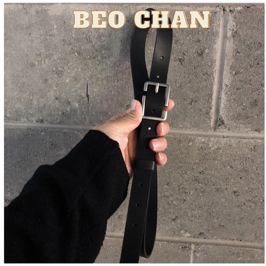 Thắt Lưng Unisex Cao Cấp Bản Nhỏ BBelt Mặt Chữ B Màu Đen Đẹp - Dây Lưng Da PU Mặt Kim Loại Hàn Quốc - BBelt - Beo Chan