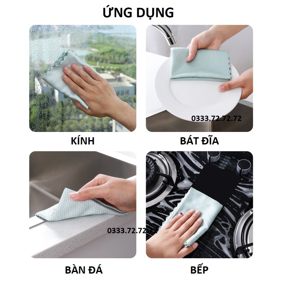 Khăn Chuyên Lau Kính Lau Màn Hình Đa Năng, Lau Gương, Khăn Lau Bát Đĩa Cốc Nhà Bếp không rụng lông