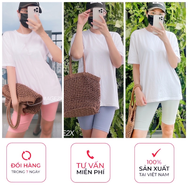 Áo thun trơn Trắng AGE2X hàng VNXK chất thun 4 chiều 83% cotton mềm mát không nhăn khi giặt máy