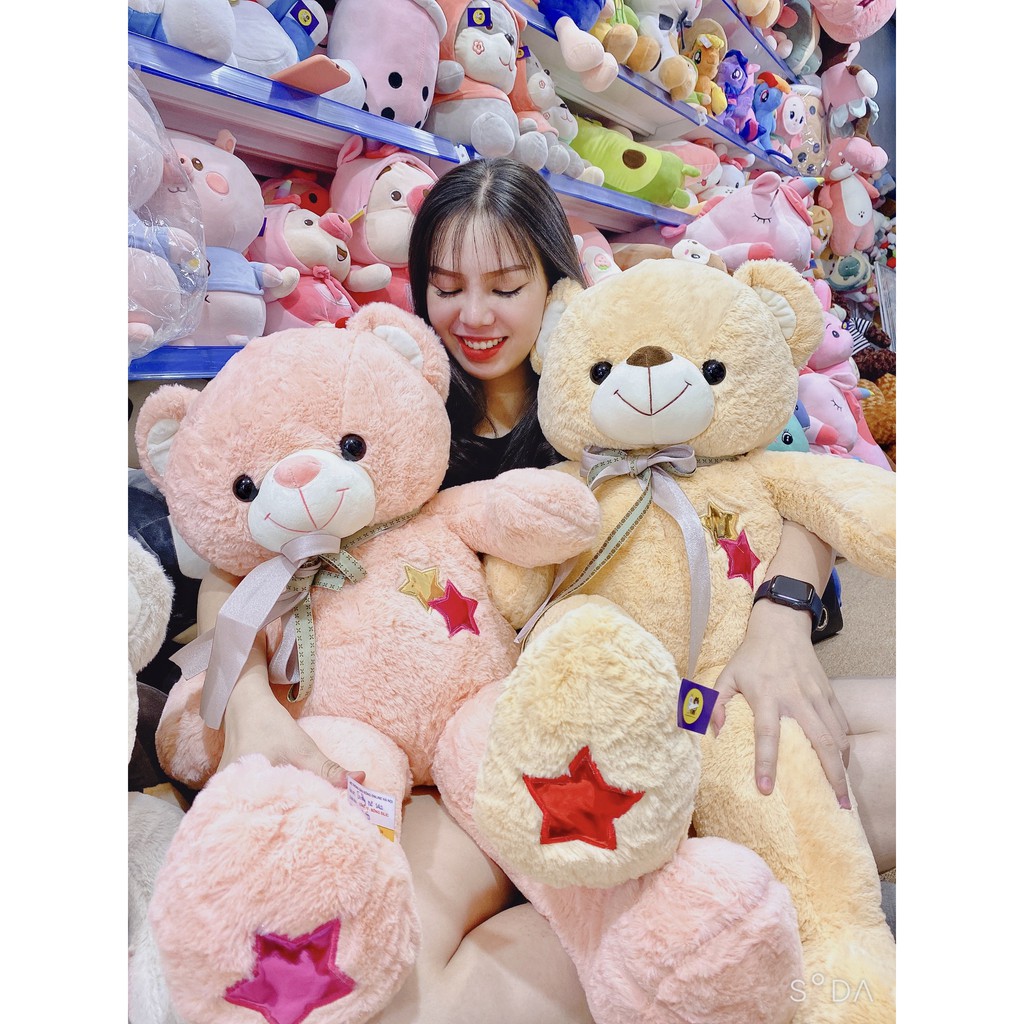 Gấu bông Teddy nơ sao 3 màu kích thước 80cm-1m1-1m4 NEOCI
