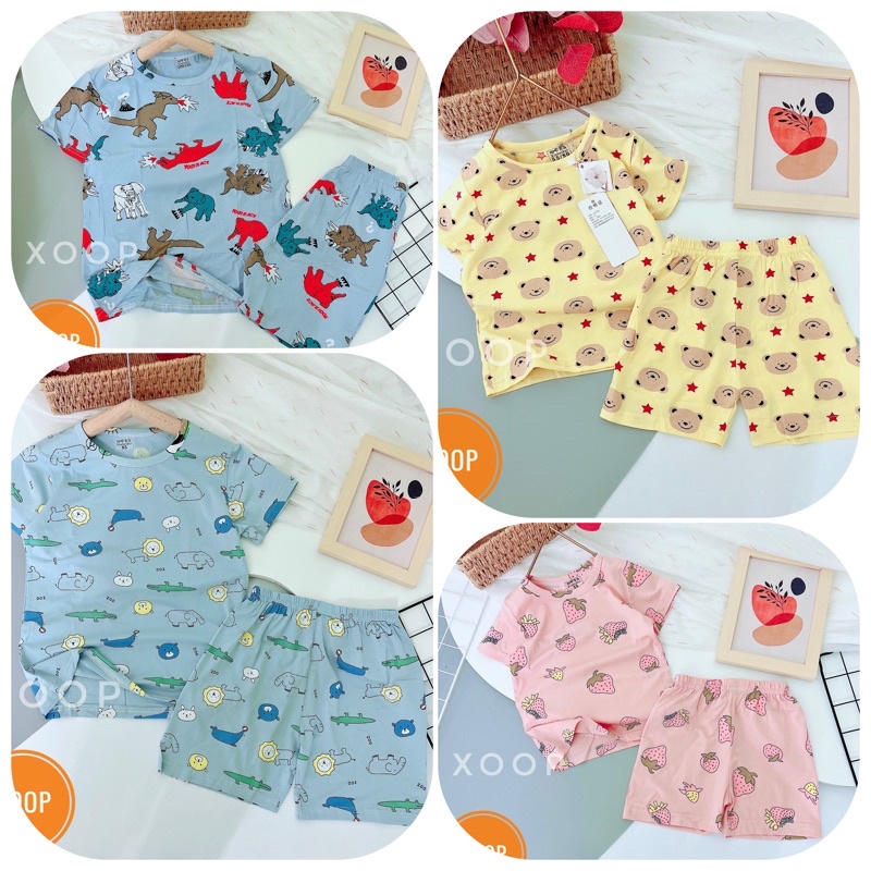 Cực Đại 5Bộ cộc xuất hàn in tràn chất cotton lạnh hàng quảng châu cho bé