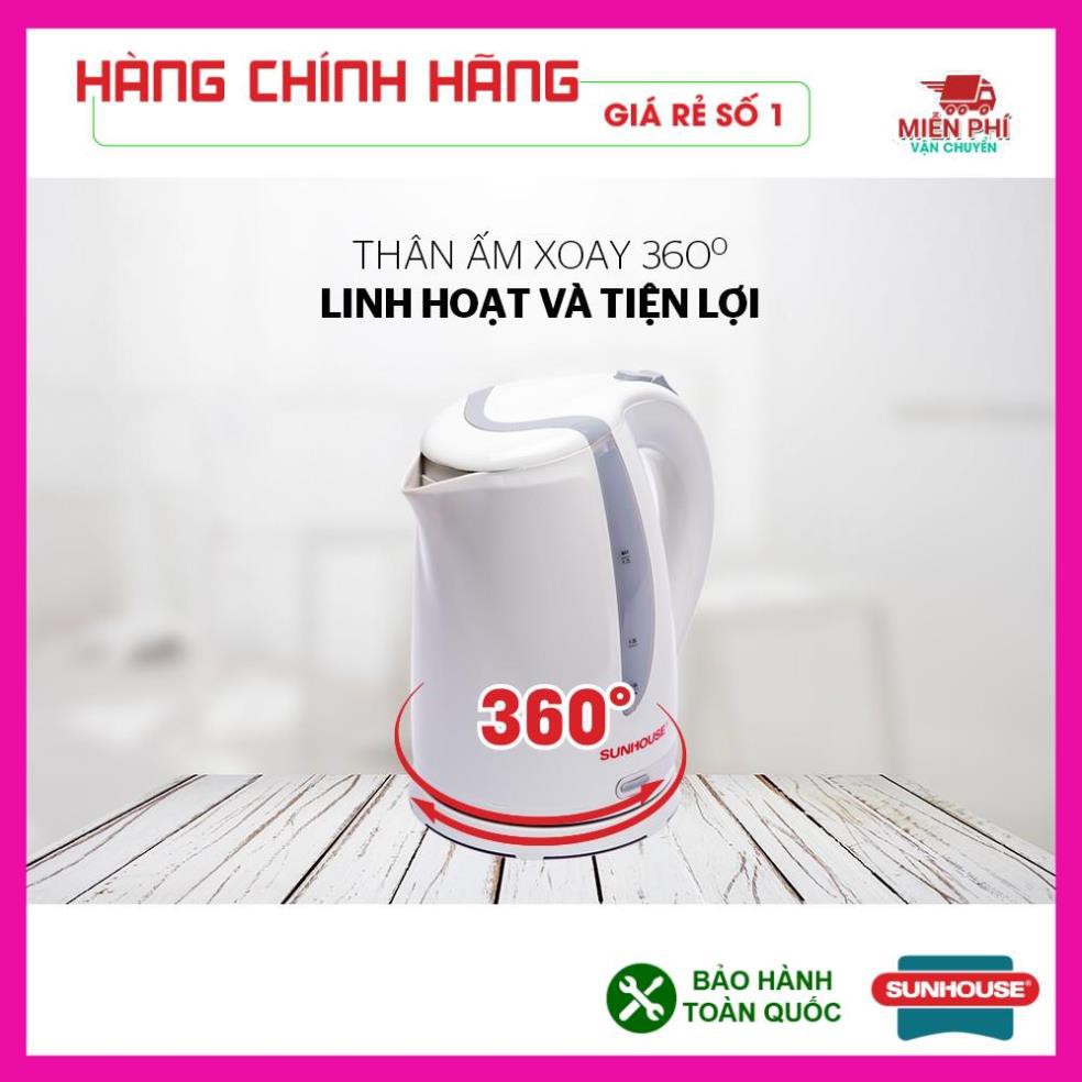 ẤM SIÊU TỐC, BÌNH ĐUN SIÊU TỐC SUNHOUSE SHD1300, 1,8 LÍT, NHỰA CHỊU NHIỆT SIÊU BỀN, BẢO HÀNH TOÀN QUỐC 1 NĂM