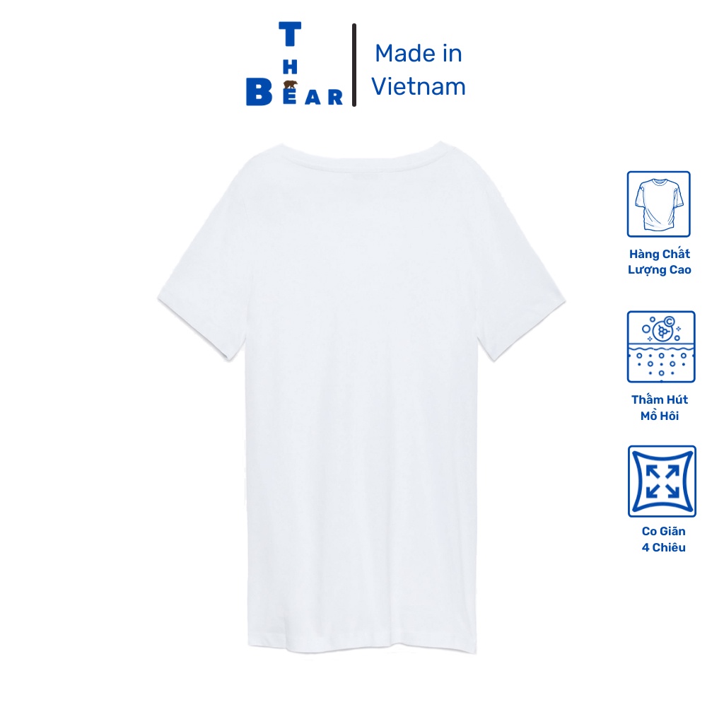 Áo thun nữ  - Áo thun form rộng cổ chữ V - Kiểu trơn cơ bản dễ mặc tôn dáng - THE BEAR -MS14