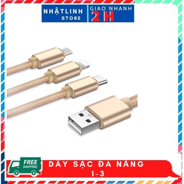 dây Sạc iphone, Dây cáp Sạc iphone, Đa Năng 3 Đầu