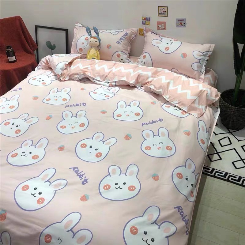 Bộ Vỏ Chăn Ga Gối Cotton Poly Nhập Khẩu (Thỏ Con SP000721)