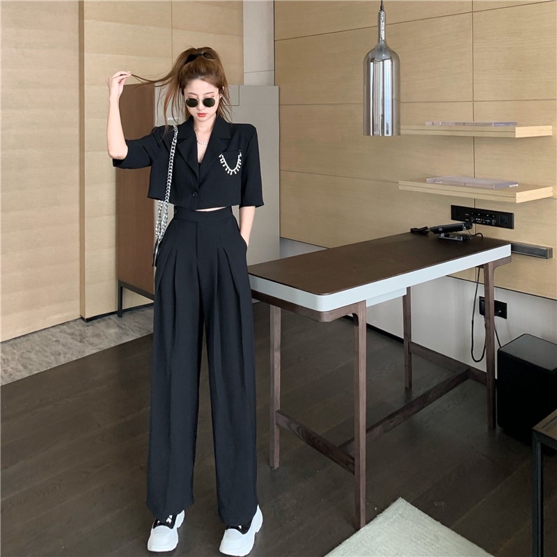 Quần nữ cạp dài li kép 1 cúc MRQ032G
