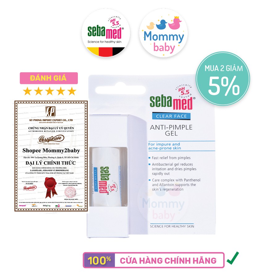 Gel làm giảm mụn và làm dịu da Sebamed pH5.5 Clear Face Anti-Pimple Gel 10ml (Nhập khẩu 100% chính hãng)