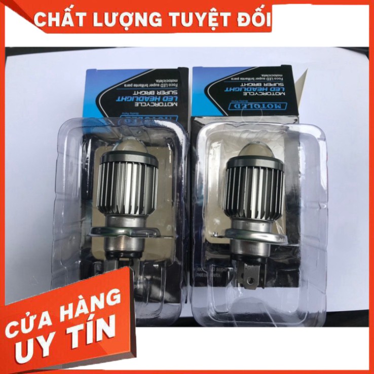 Đèn Led pha H4 gương cầu Mini Cos Vàng Pha Trắng gắn như ZIN ko chế mọi loại xe máy