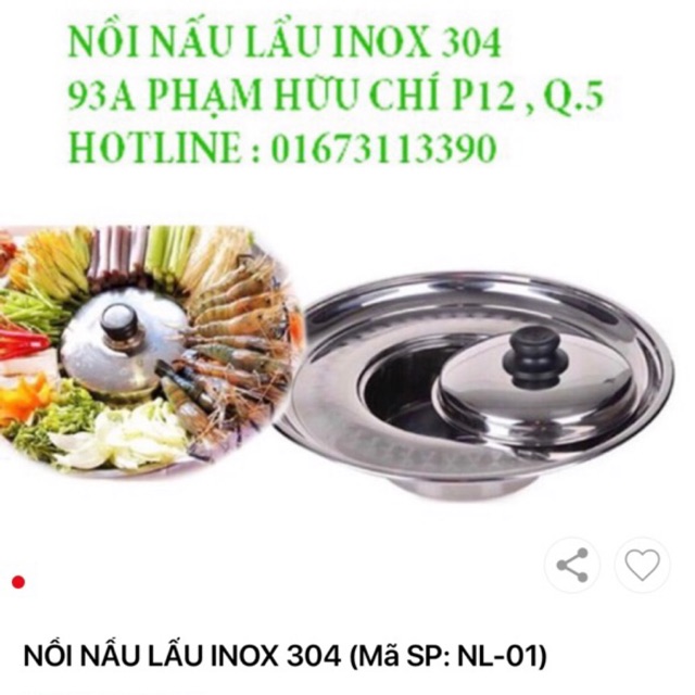 Nồi lẩu sống inox 304 (phi 16,18,20cm)