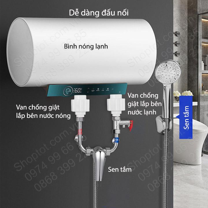 Van chống giật bình nóng lạnh với đầu ren bằng đồng D20mm, thân bằng nhựa PPR chịu nhiệt