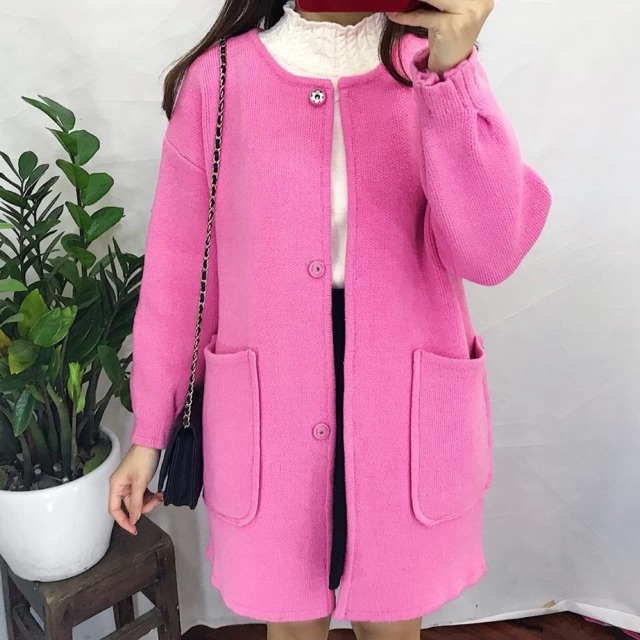 Áo khoác len ép hồng 2hand Hàn