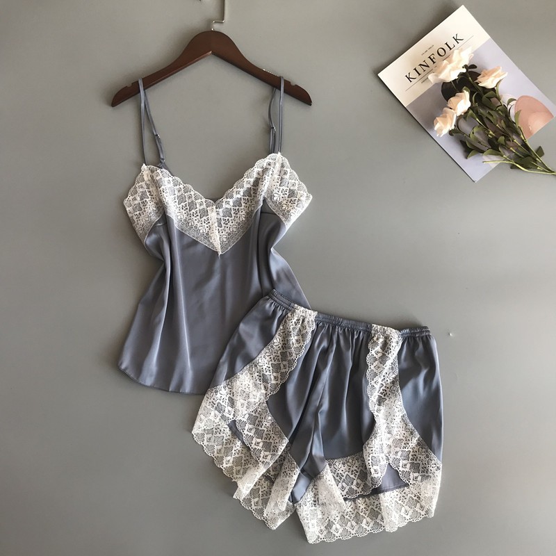 Bộ đồ ngủ UNLIMON chất vải lụa satin phối ren cho nữ | BigBuy360 - bigbuy360.vn