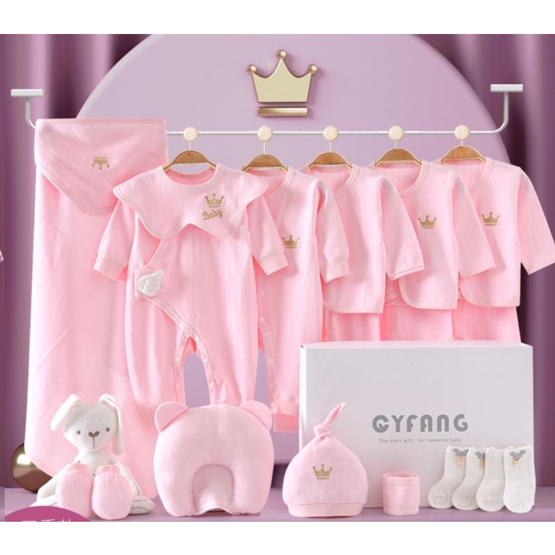 Set đồ sơ sinh 20 chi tiết 100% cotton hộp quà sang trọng 0-3m
