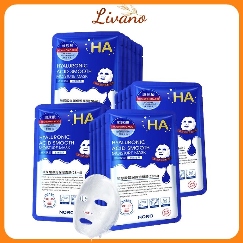 Mặt nạ dưỡng ẩm HA xanh giấy chống lão hóa dưỡng da giảm mụn trắng da LIVANO MNM13