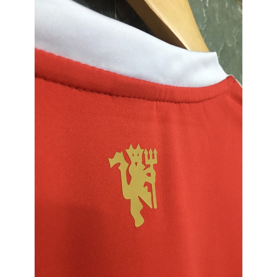 Bộ quần áo đá banh MU đỏ sân nhà 2022 tay dài quần đen FLG cổ