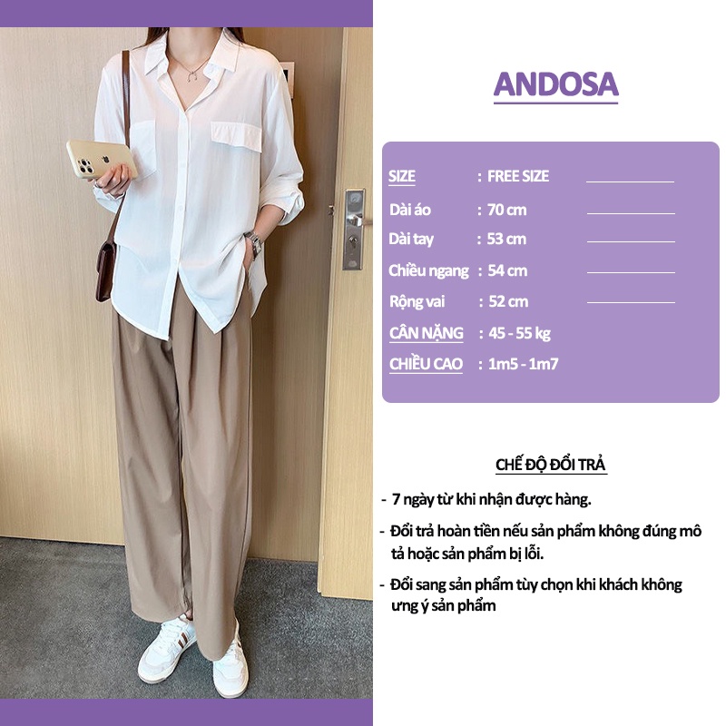 Áo sơ mi nữ kiểu dài tay form rộng công sở hàng Quảng Châu ANDOSA SM27