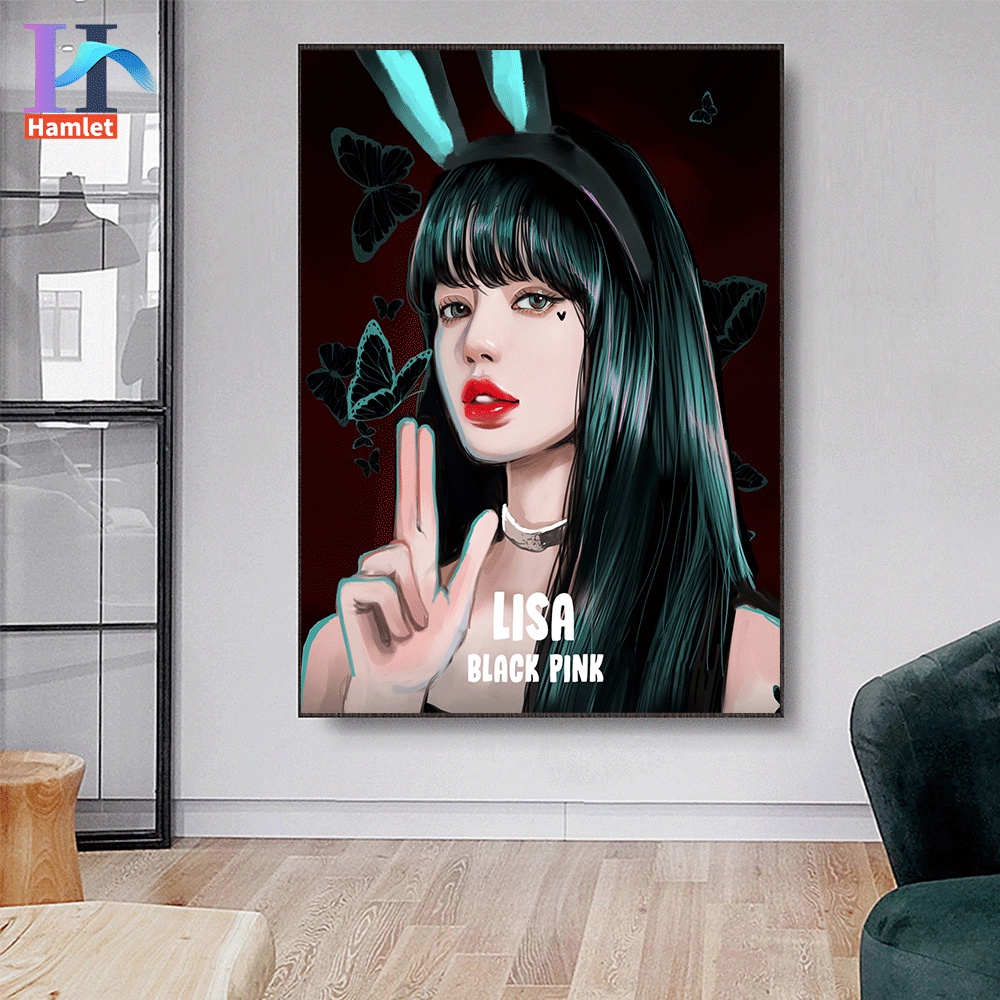 Bộ tranh sơn dầu Hamlet tô màu theo số hình ban nhạc POP Blackpink Hàn Quốc trang trí nội thất cỡ 40*50cm