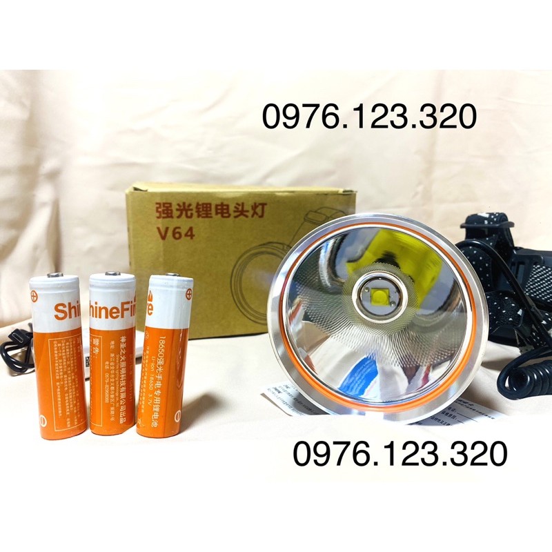 Đèn Pin Đội Đầu Siêu Sáng V64 800W Chip P90 Pin rời