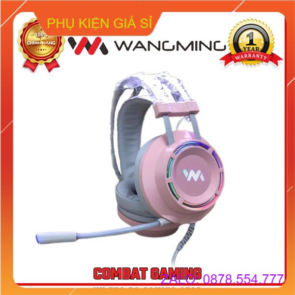 Tai Nghe Gaming WANGMING 9800s Pink 7.1 USB LED (Có quà tặng kèm khi mua combo màu hồng)